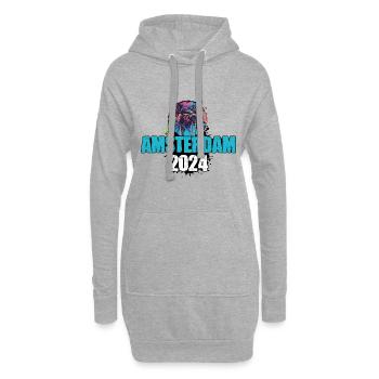 Amsterdam 2024 - Sweat-shirt à capuche long Femme - gris chiné - Devant