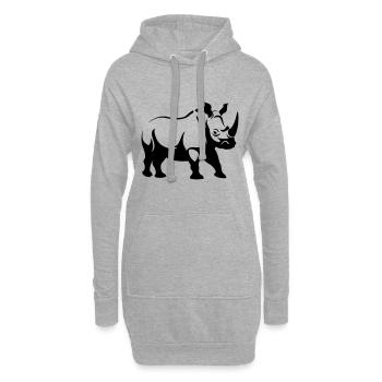 Bien-être animal rhinocéros - Sweat-shirt à capuche long Femme - gris chiné - Devant