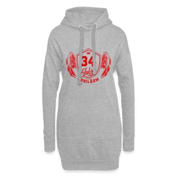 34 Zahl Wappen - Hoodie-Kleid - Grau meliert - Vorne