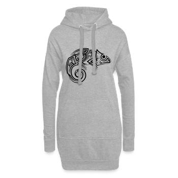 Tatouage tribal caméléon - Sweat-shirt à capuche long Femme - gris chiné - Devant