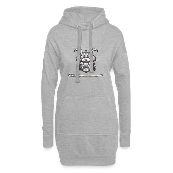 samurai katana - Sweat-shirt à capuche long Femme - gris chiné - Devant
