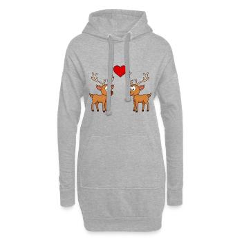 Hirsch Comic Paar Liebe - Hoodie-Kleid - Grau meliert - Vorne