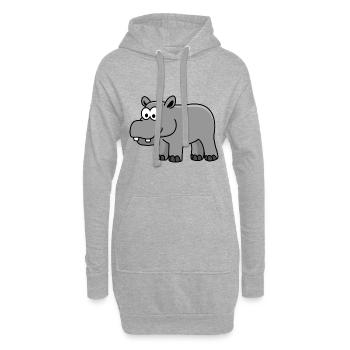 Nilpferd Comic Tier - Hoodie-Kleid - Grau meliert - Vorne