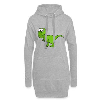 Dinosaur T-Rex Comic - Hoodie Dress - heather grey - Front
