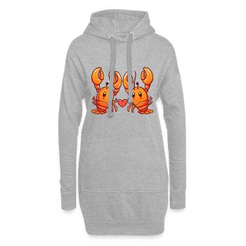 Homard Couple Amoureux Cancer Animal Saint Valentin - Sweat-shirt à capuche long Femme - gris chiné - Devant