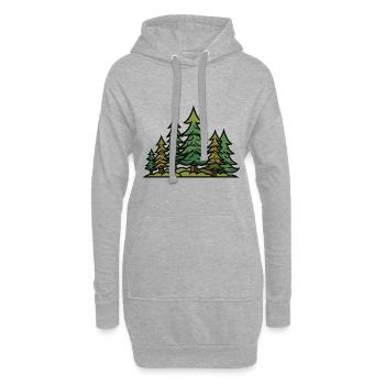 Wald Landschaft Bäume Natur - Hoodie-Kleid - Grau meliert - Vorne