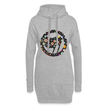 Blumen der Antifa - Hoodie-Kleid - Grau meliert - Vorne