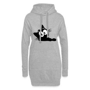 Black Cat 13 Katze - Hoodie-Kleid - Grau meliert - Vorne