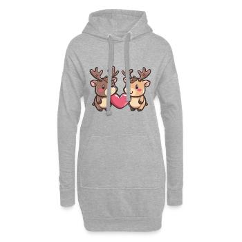 Couple d’orignaux amoureux Animal Saint-Valentin - Sweat-shirt à capuche long Femme - gris chiné - Devant