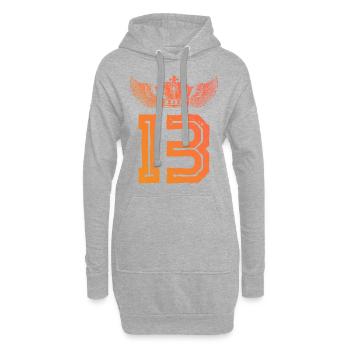 13 Zahl Krone - Hoodie-Kleid - Grau meliert - Vorne