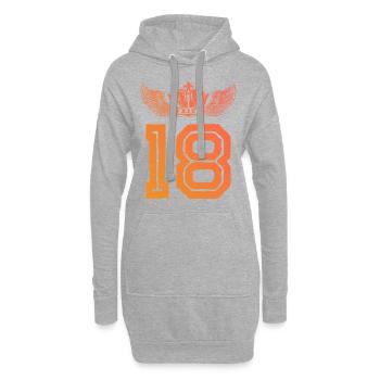 18 Zahl Krone - Hoodie-Kleid - Grau meliert - Vorne