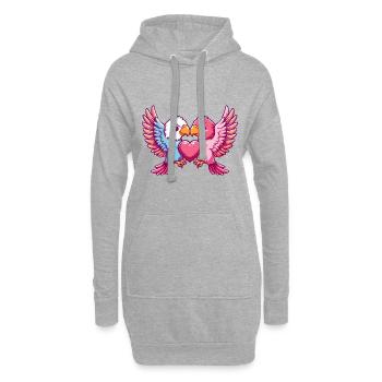 Aigle Couple Amoureux Animal Saint Valentin - Sweat-shirt à capuche long Femme - gris chiné - Devant