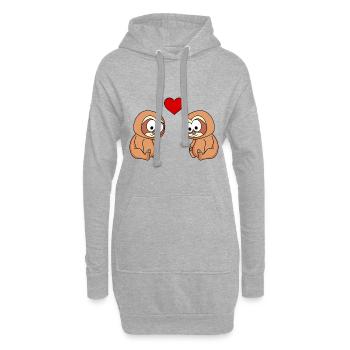 Faultier Comic Paar liebe - Hoodie-Kleid - Grau meliert - Vorne
