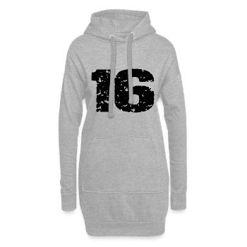 16 Maillot numéro - Sweat-shirt à capuche long Femme - gris chiné - Devant