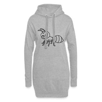 Ameise Comic Tier - Hoodie-Kleid - Grau meliert - Vorne