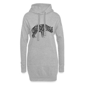 Tatouage tribal Hyena - Sweat-shirt à capuche long Femme - gris chiné - Devant