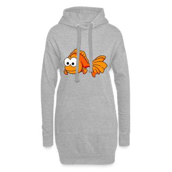 Goldfisch Comic Tier - Hoodie-Kleid - Grau meliert - Vorne