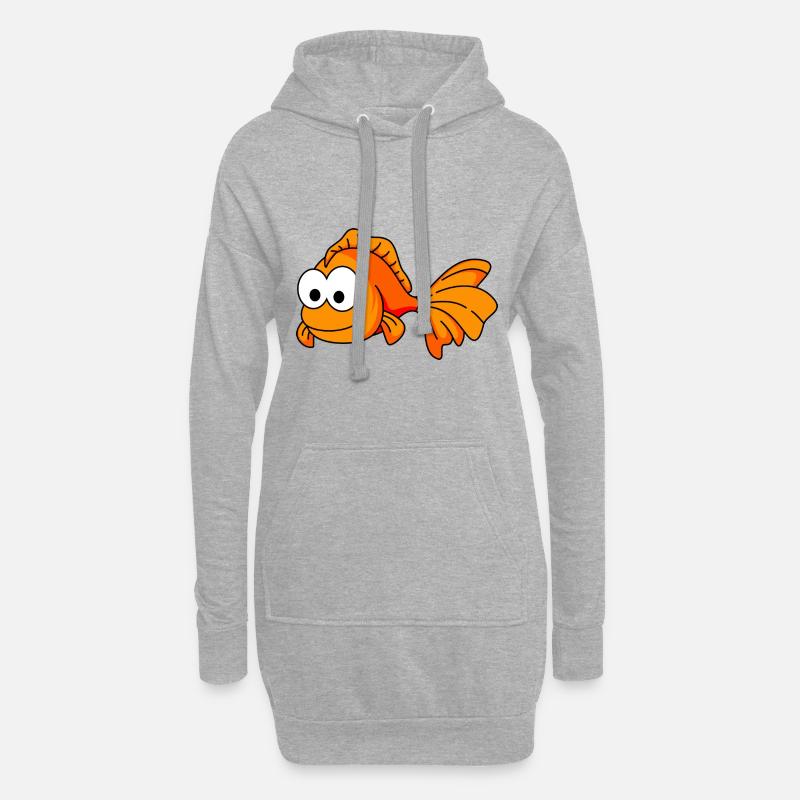 Goldfisch Comic Tier - Hoodie-Kleid - Grau meliert