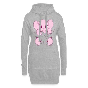 Baby Elefant tragen rosa Elefantenbaby Babyelefant - Hoodie-Kleid - Grau meliert - Vorne