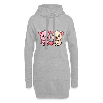 Schwein Paar Verliebt Sau Valentinstag - Hoodie-Kleid - Grau meliert - Vorne