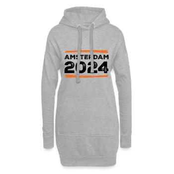 Devis Amsterdam 2024 - Sweat-shirt à capuche long Femme - gris chiné - Devant