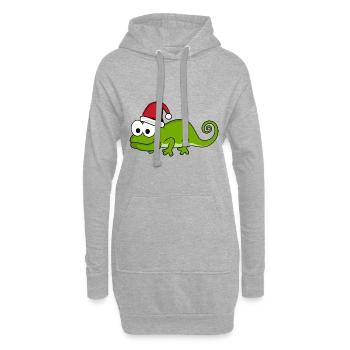 Caméléon Comic Christmas - Sweat-shirt à capuche long Femme - gris chiné - Devant