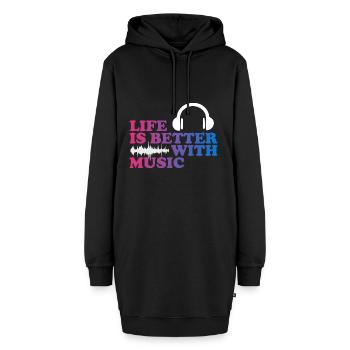 Music helps - Hoodie Dress - black - Front