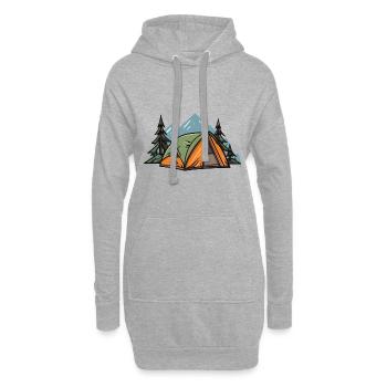 Tente de camping en plein air - Sweat-shirt à capuche long Femme - gris chiné - Devant