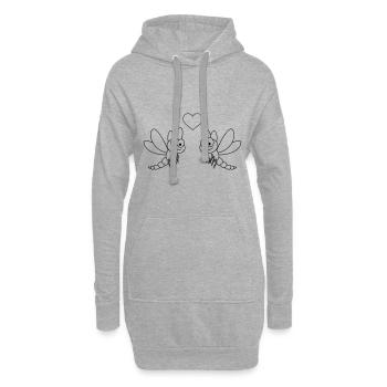 libellule comic couple amour - Sweat-shirt à capuche long Femme - gris chiné - Devant