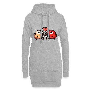 Coccinelles amoureuses Animaux Bonheur Saint Valentin - Sweat-shirt à capuche long Femme - gris chiné - Devant