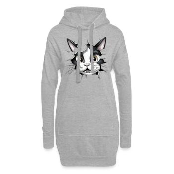 Hole Peekaboo: Baby-Katze auf Abenteuer - Hoodie-Kleid - Grau meliert - Vorne