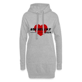 Norvège 2024 Coeur Amour - Sweat-shirt à capuche long Femme - gris chiné - Devant