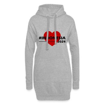 Indonésie 2024 Coeur Amour - Sweat-shirt à capuche long Femme - gris chiné - Devant