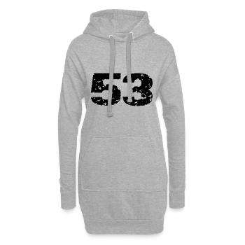 53 Numéro maillot - Sweat-shirt à capuche long Femme - gris chiné - Devant