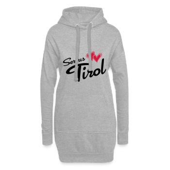 Servus Tyrol avec double coeur - Sweat-shirt à capuche long Femme - gris chiné - Devant