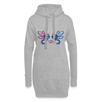 Libellule Couple Amoureux Animal Saint Valentin - Sweat-shirt à capuche long Femme - gris chiné - Devant