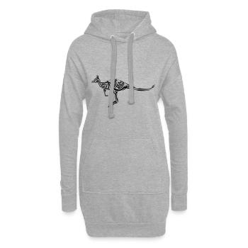 Tatouage tribal kangourou - Sweat-shirt à capuche long Femme - gris chiné - Devant