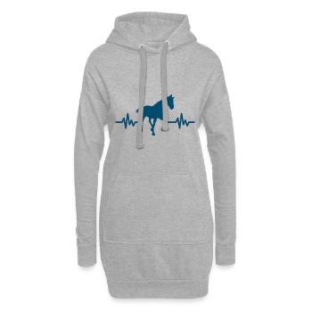 Herzschlag - Pferd Hengst Stute Ross Reitsport - Hoodie-Kleid - Grau meliert - Vorne