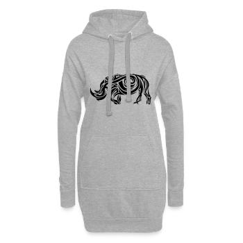 Tatouage tribal rhinocéros - Sweat-shirt à capuche long Femme - gris chiné - Devant
