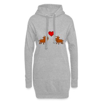 Stier Comic Paar Liebe - Hoodie-Kleid - Grau meliert - Vorne