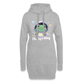 Floating & Vibing – Astronauten-Frosch im All - Hoodie-Kleid - Grau meliert - Vorne