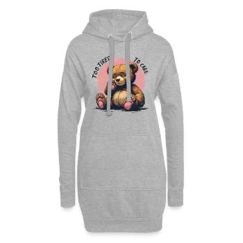 Too Tired to Care – Müder Bär Design - Hoodie-Kleid - Grau meliert - Vorne