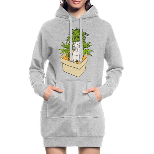 Chat et cannabis en culture indoor hydroponic - Sweat-shirt à capuche long Femme