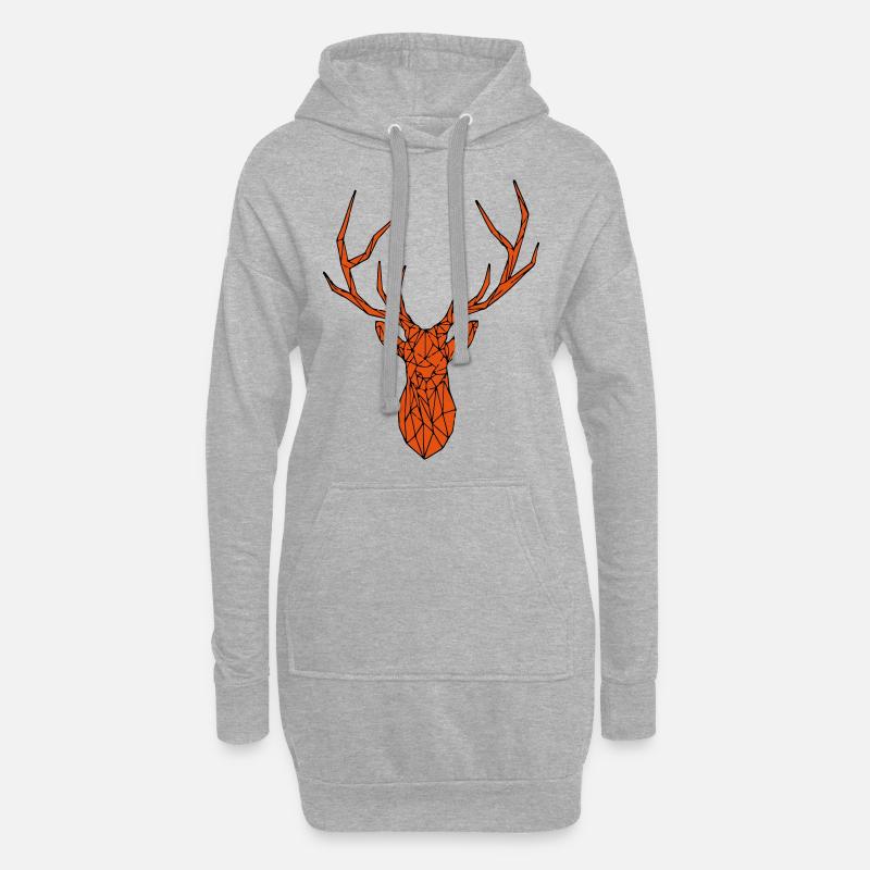 Polygon Hirsch - Hoodie-Kleid - Grau meliert