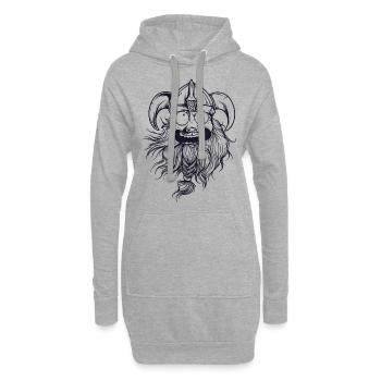 Lustige Wikinger Kopf Germane Nordisch Sage - Hoodie-Kleid - Grau meliert - Vorne