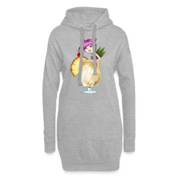 Cocktail pina colada - Sweat-shirt à capuche long Femme - gris chiné - Devant