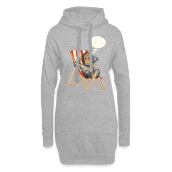 Affe Traum Urlaub Liegestuhl - Hoodie-Kleid - Grau meliert - Vorne