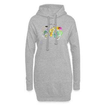 Fahrrad bunte Wasserfarben im Frühling und Sommer - Hoodie-Kleid - Grau meliert - Vorne