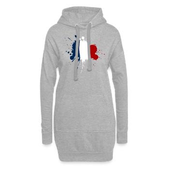 Frankreich Flagge Fleckendesign - Hoodie-Kleid - Grau meliert - Vorne