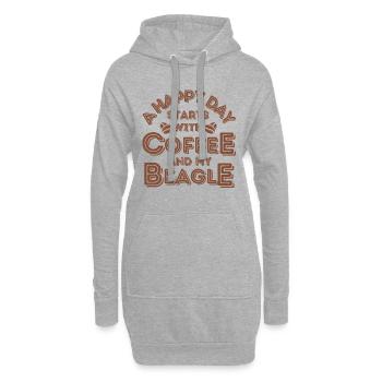 Beagle Kaffee Hund Cafe - Hoodie-Kleid - Grau meliert - Vorne